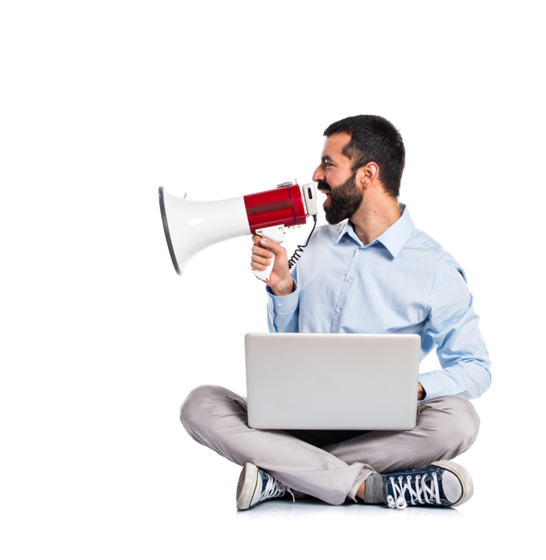 Men holding a speaker